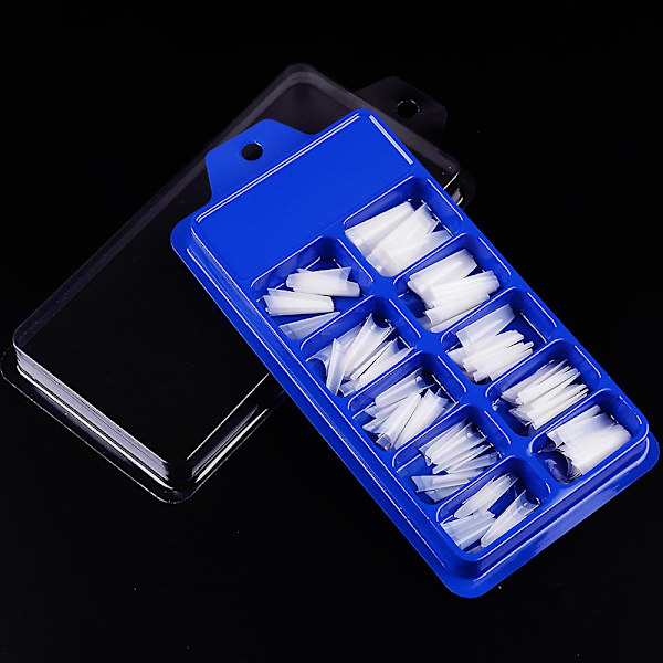 100 stk/boks Falske negler Cowboy stil Flat Tip Ballerina Manikyr Diy Salon Kunstige negler (transparent)