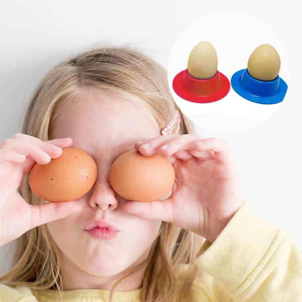 Egg Cup Egg Cup Silikone Egg Cup Bærbar Egg Cup Kreativ Egg Cup Stable og Lagring Egg Cup 2 (Rød + Blå)