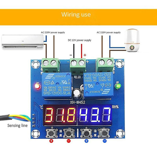 XH-M452 Temperatur- og Luftfugtighedskontrolmodul Digital Display Dobbelt Udgang, Automatisk Konstant Tem