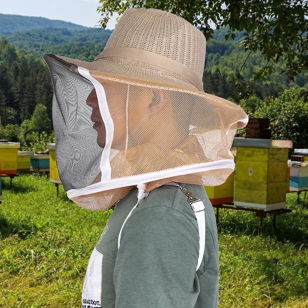 Udendørs biavler cowboyhat Åndbar brandsikker biavlerslør Cap Ansigtshovedbeskytter