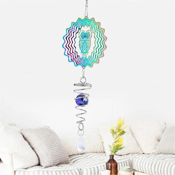 Fairy Kinetic Gradient Farve Vindspinder Skulptur 3D Vindklokker Solfanger Kugle Spiral Hale Stabilisator