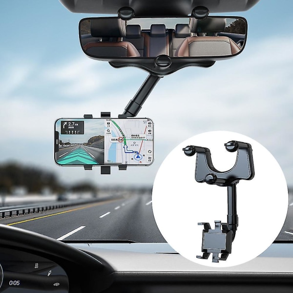 Telefonstativ Universal Navigationshållare Bil Backspegelfäste 360 ​​graders rotation Infällbart fäste