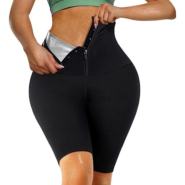 Bastu Kostym Svettpants för Kvinnor Viktminskning Kompression Shorts Slankning Hög Midja Tränare XL