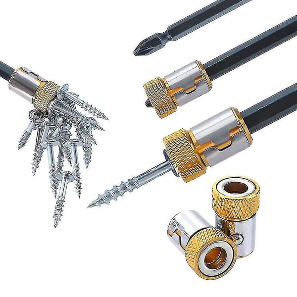 Universal Magnetiserbar Ring Magnetstål Til 6,35 Mm Skruetrækkerbits (2stk, Gul)