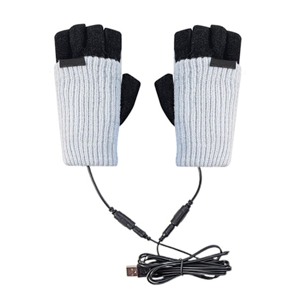 Uppvärmda handskar halvfinger stickning hem USB vinter hand varm