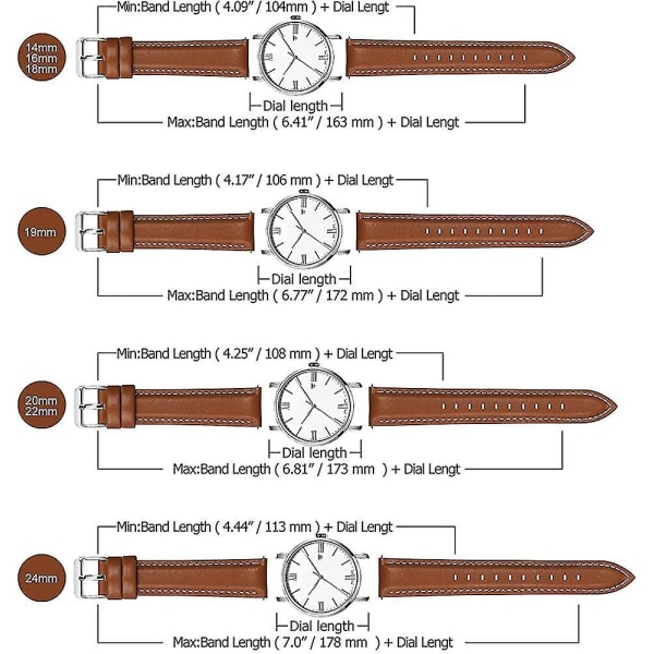 19 mm watch för kvinnor och män. Quick Release Ersättningsband med