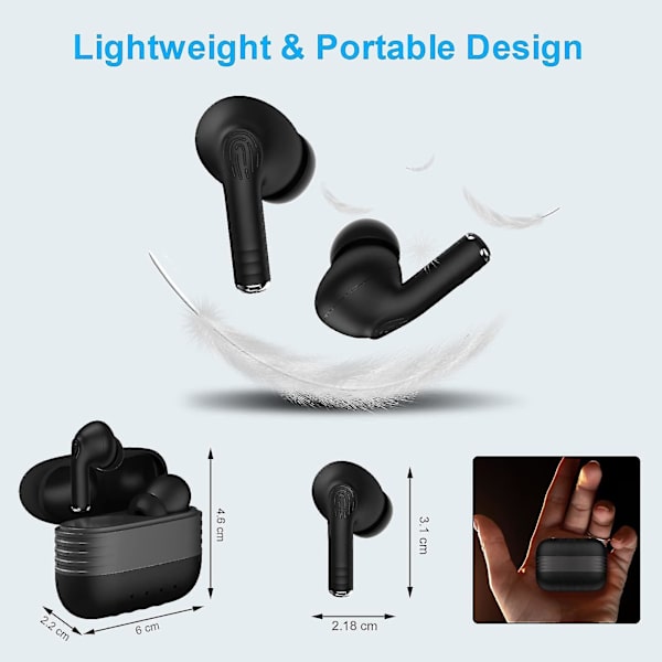 Bluetooth-kuulokkeet, Chronus langattomat Bluetooth 5.1 -kuulokkeet melunvaimennuksella, urheilulliset vedenpitävät korvakuulokkeet Hi-Fi-stereolla, 35 tuntia