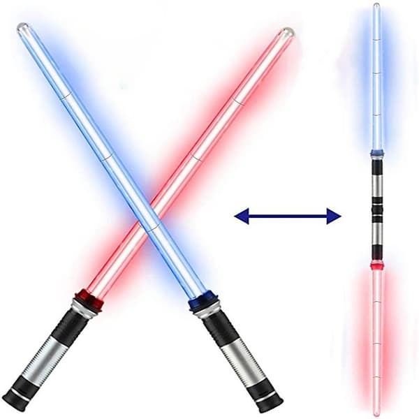2 stk. Lightsaber legetøj lyser legetøj 7-farver foldbare børn