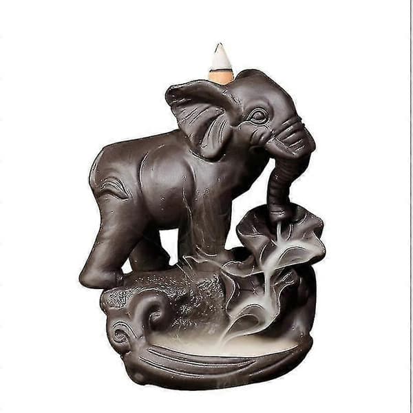 Elefant Røgelseshus med 20 stk. Backflow Røgelseskegler, Asiatisk Keramisk Røgelseshus Backflow