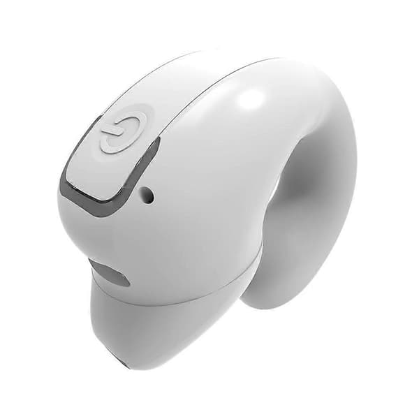 Enkelt øre Bluetooth-headset øreclips-headset trådløst headset støjreducerende White