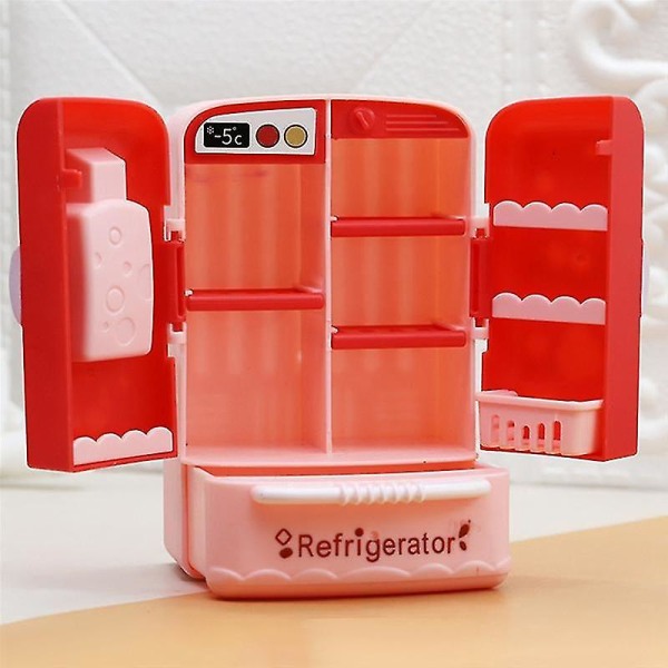 1:18 Minisimulaatio Mini kaksiovinen jääkaappi, koristelu lasten  leikkitalon lelut, kirsikanpunainen 133b | Fyndiq