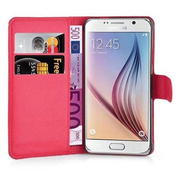 Samsung Galaxy S6 Cover Case Case - med kortspor og stativfunksjon CARMINE RED