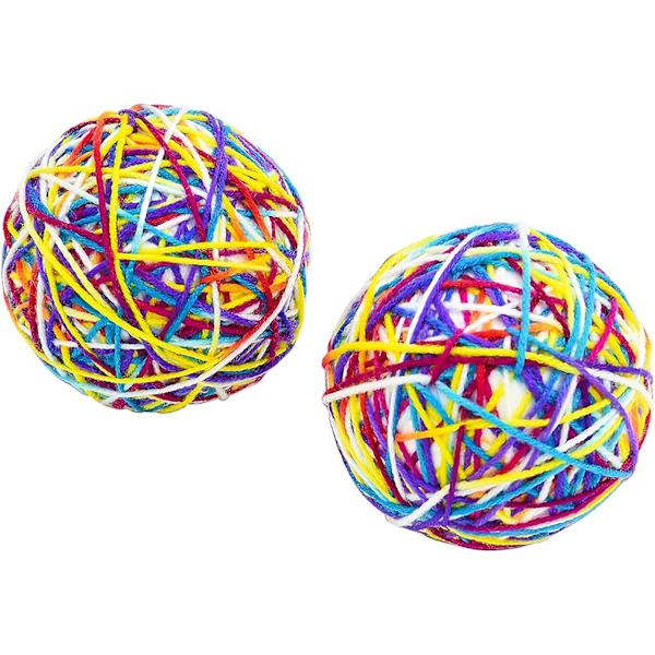 Kattboll leksaker, 2 stycken färgad ull rep skum boll katt boll leksak boll, interaktiv katt boll, med klocka, för att eliminera tristess