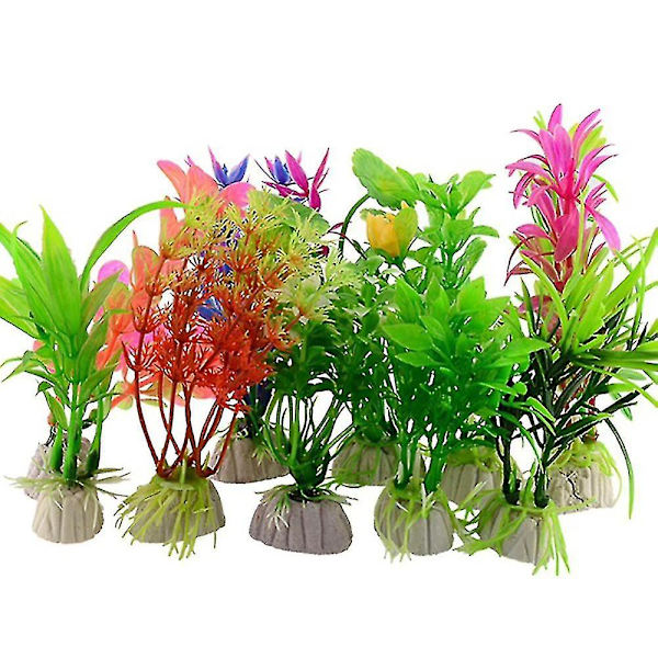 10 stk kunstig plastgress akvarium simulasjonsplante fisktank ornament Yuanxi