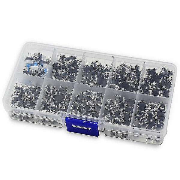 180 st 10 tryckknappsswitchar Mini Momentary Tact Blandade Kit