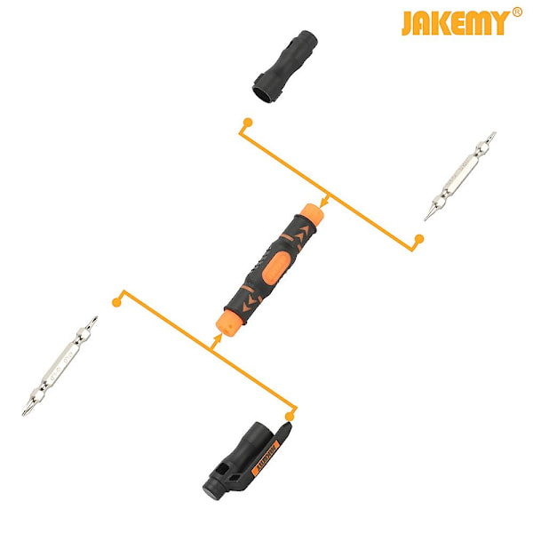 Jakemy 3 i 1 bærbar dobbeltkop bits skruetrækker pen med magnetisk tovejs slids og Phillips bits skruetrækker bits skruetrækker diy reparationsværktøj