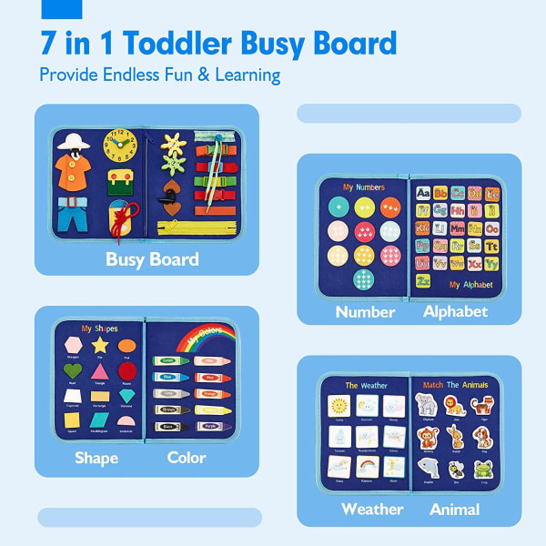 Toddler Busy Board 4 etager, Activity Board Sensorisk Board, Montessori-legetøj til babydrenge 3 4 år Lærer grundlæggende livsfærdigheder Triptych dinosaur