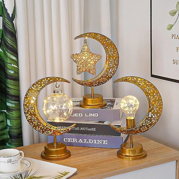 2023 Ramadan Moon Led Lampe Decoration For Home Metal Kareem Lights Eid Mubarak Muslim Al Adha Gift