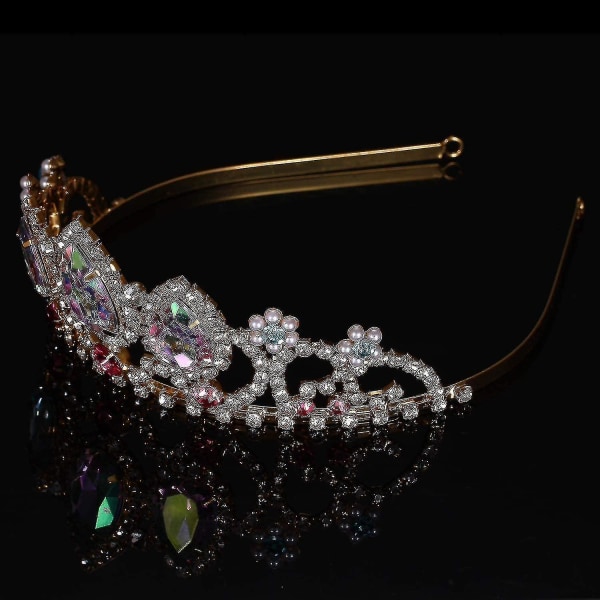 Jenter Bursdagsgave Rapunzel Tiara Aurora Borealis Stone Sparkle Gold Crown Halloween Princess Tangled Costume Smykker