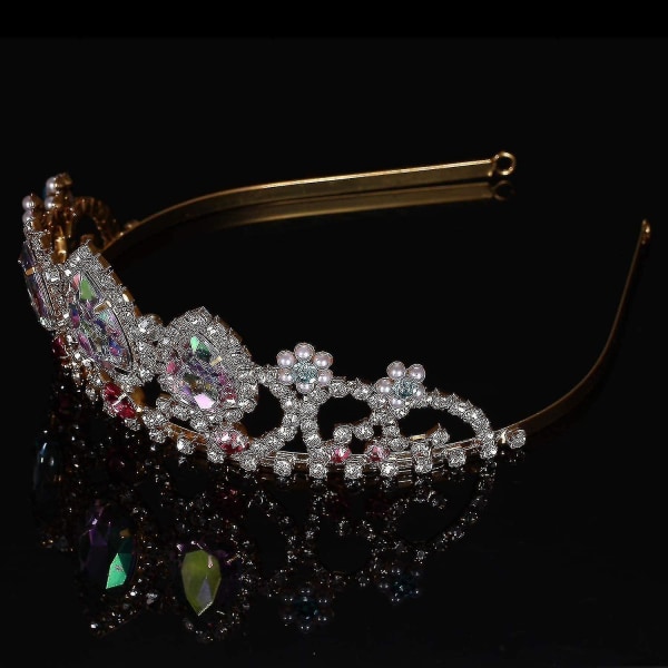 Rapunzel Tiara med Aurora Borealis Sten Glimmer Guld Krone Halloween Prinsesse Tovnet Kostume Smykker til Piger