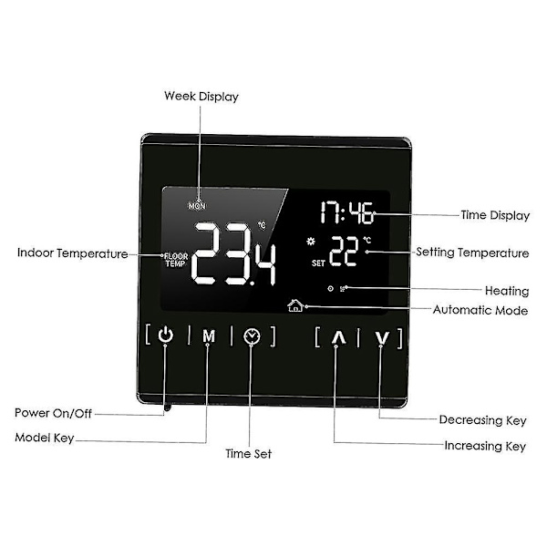 Smart LCD-pekskärms termostat för hem programmerbar elektrisk golvvärme system termoregulator Ac 85-250v temperaturregulator