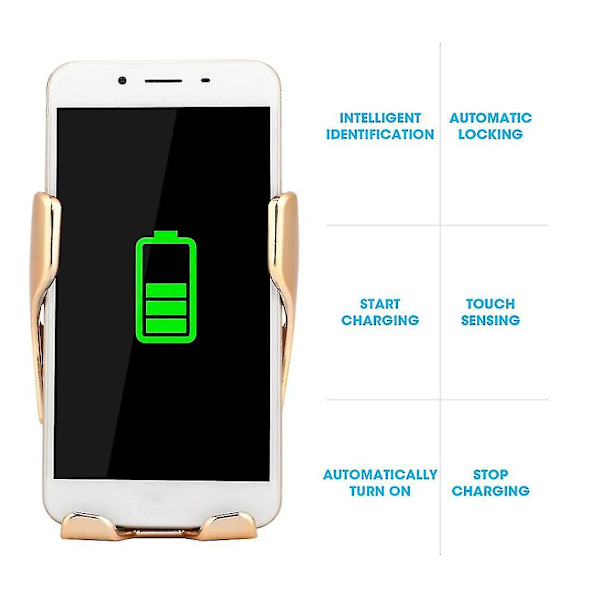Trådlös billaddare, trådlös snabb billaddare för telefon med infraröd sensor, tyst läge R1 (gul)