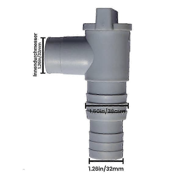 32 mm utomhuspooladapter med läckagesäker på/av-kolvventil för PVC-slangbyte