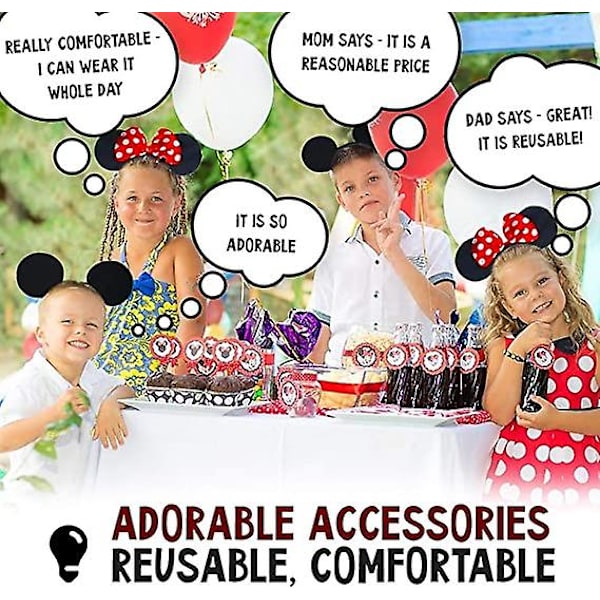 Sæt med 4 Mickey Mouse-ører Hovedbøjle Minnie Mouse-ører Damer Piger Mickey Mouse-ører