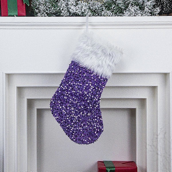 Glittrande Lavendel Julstrumpor Heminredning Presenter till Familjen 1