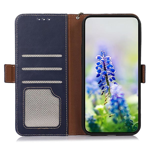 RFID-blockerande plånboksfodral i äkta läder till Asus Zenfone 10 5G/Zenfone 9 5G Blue