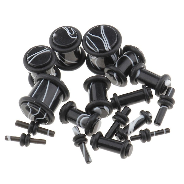 32 st Öronmätare Stretching Kit Akryl Taper Plug 14g-0g Expander Black