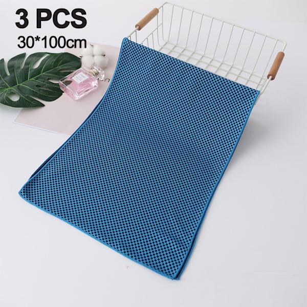 Håndklæde 3-pak - Letvægts håndklæde i mikrofiber til fitness, træning, sport og sved - Hurtigtørrende håndklæde Sky blue