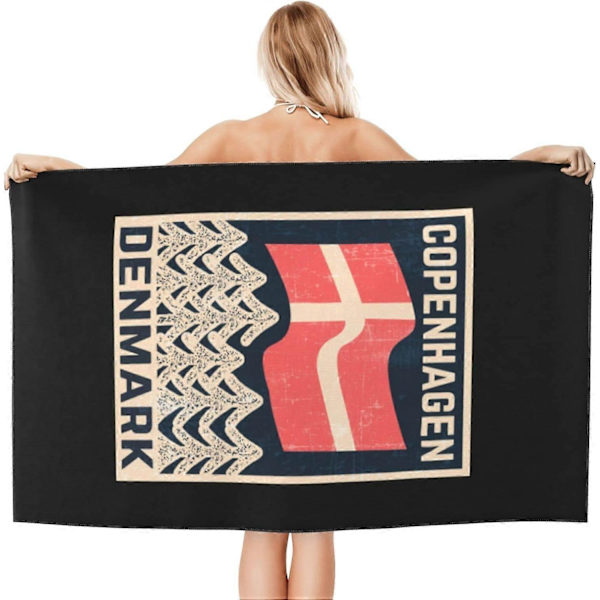 v3 Dansk Flagg - Köpenhamn - Danmark - Retro - Badhandduk Absorberande Badhanddukar Strandhanddukar Stor Super Mjuk 130X80CM ju3