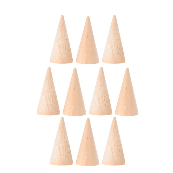 10 st 2,5x5 cm DIY-kon, omålad träkonform, prydnadsföremål, hantverkstillbehör