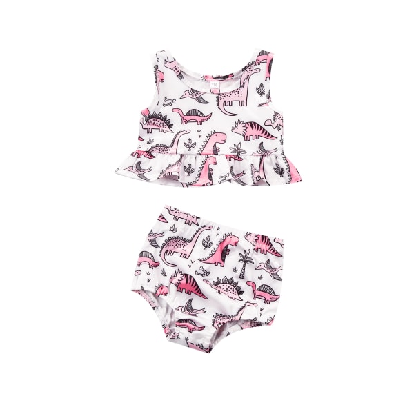 Barnebadedrakt for småbarn, badedrakt for jenter, tankini-bikinisett, badedrakt S Dinosaur print 120CM