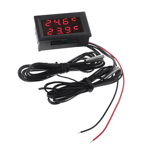 Digital Termometer med Dubbel Display och Temperaturgivare för Testning, 2 Vattentäta Metallsonder med NTC