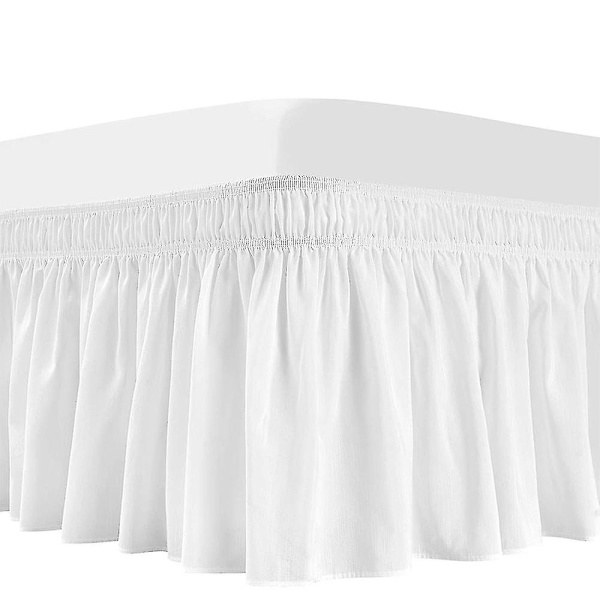 Sengeskørt Hvid Wrap-around Støvskørt, 150*200cm Drop Nem-installere Sengeskørt Rynke/falme Modstand, Maskinvaskbar