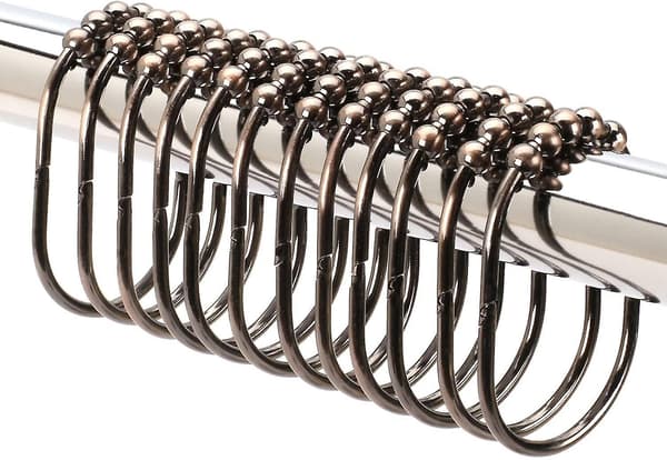 Bredda Duschdraperiringar, Krokar, Rostfritt Stål, 12-pack