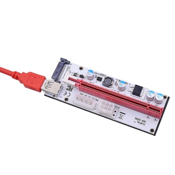 Pci-e Riser Card Sæt Pcie 1x til 16x Adapter 4pin 6pin Sata Power Usb 3.0 kabel