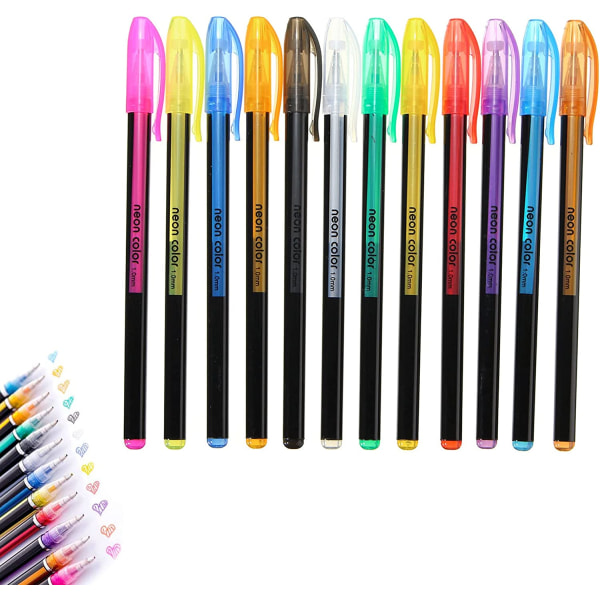 Konturpennor, Glitterpennor, 12st Marker Glitter Pens för Wr