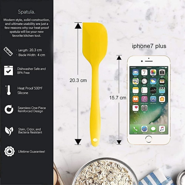 Kjøkkenspatelsett, Silikonskrape for deig, Varmebestandig rustfritt stålkjerne, Silikon