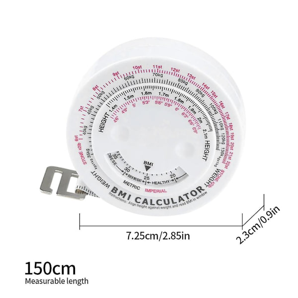 BMI-mittanauha - Kehon massaindeksi - Vetomitta - Pyöreä 150 cm