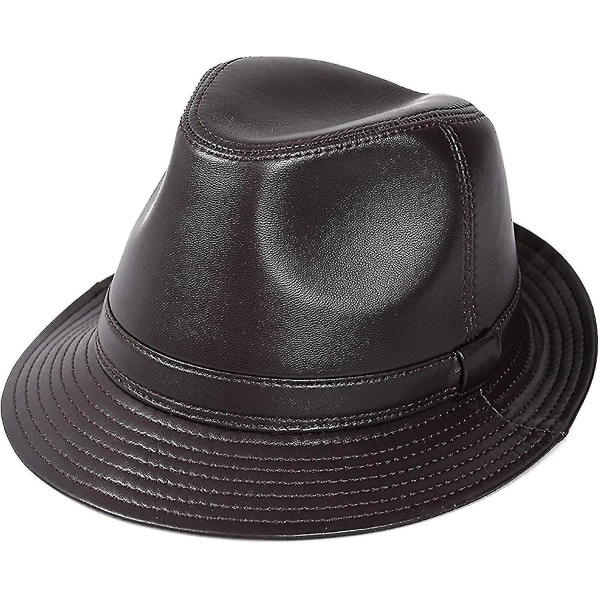 Miesten talvihatut Nahka Fedora Hat Jazz Cap Lampaannahkainen silppuri Keski-ikäinen herrasmieshattu Panama syksy ja talvi 55-63cm