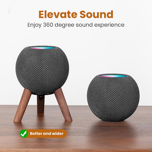 GGMM Stativ i äkta trä för HomePod Mini-högtalare, Trädocka med metallram Rum inredning Födelsedagspresent