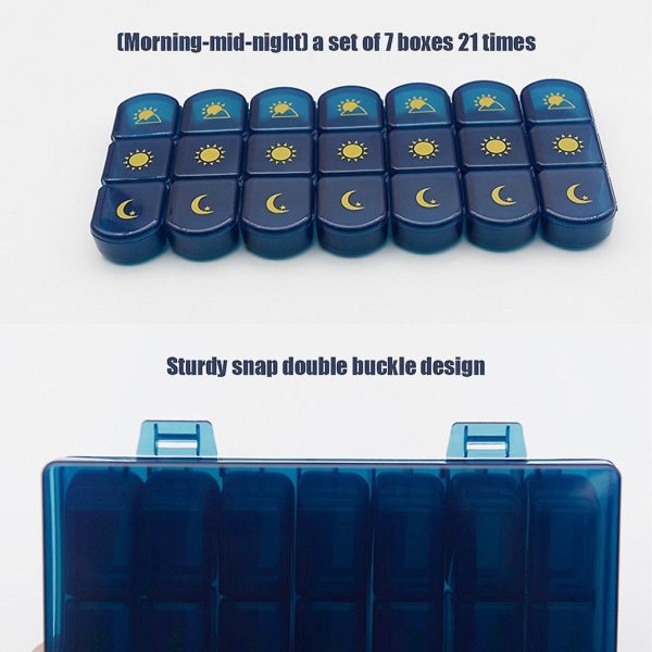7 dages bærbar pilleæske med bæretaske 3 gange om dagen tabletter
