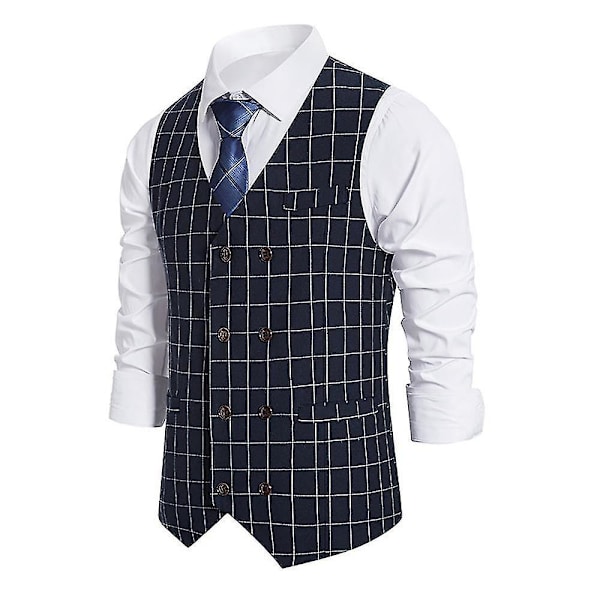 Herrväst Dubbelknäppt Business Kostymväst Blazer Toppar