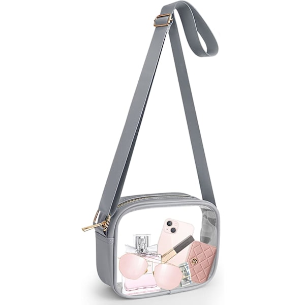 Gjennomsiktig crossbody-veske, stadion-godkjent gjennomsiktig veske for konserter, sportsarrangementer og festivaler space gray