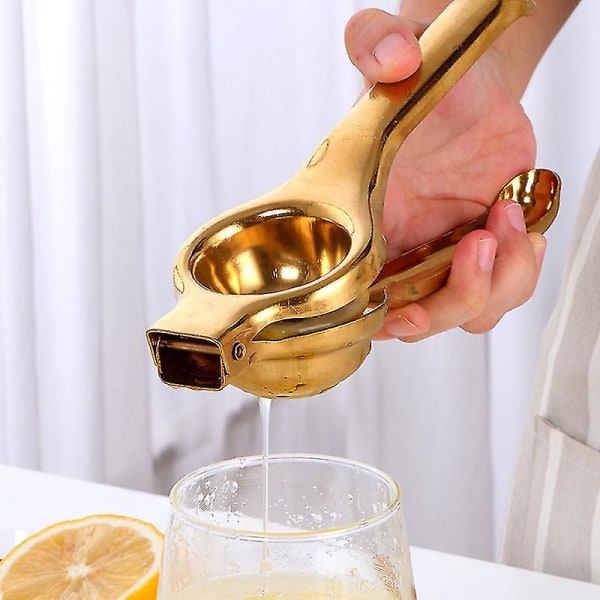 Gylden rustfrit stål citronklips juicer manuel frugt juicer lille citronklips