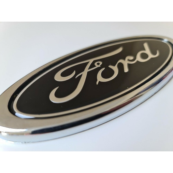 Ford Black Oval 150mm X 60mm Badge Emblem Front Bak Boot Fo