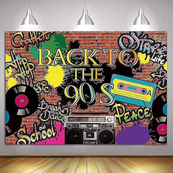 Takaisin 90-luvulle -teemajuhlan taustat Hip Hop Graffiti Retro -seinäkoriste Banner Radio Cd Muotivalokuvaus Tausta 90-luvun väri Graffiti Juhlan koriste